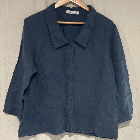 cut loose Tops - Cut Loose Linen Navy Blue Women's Top and Matching Pants